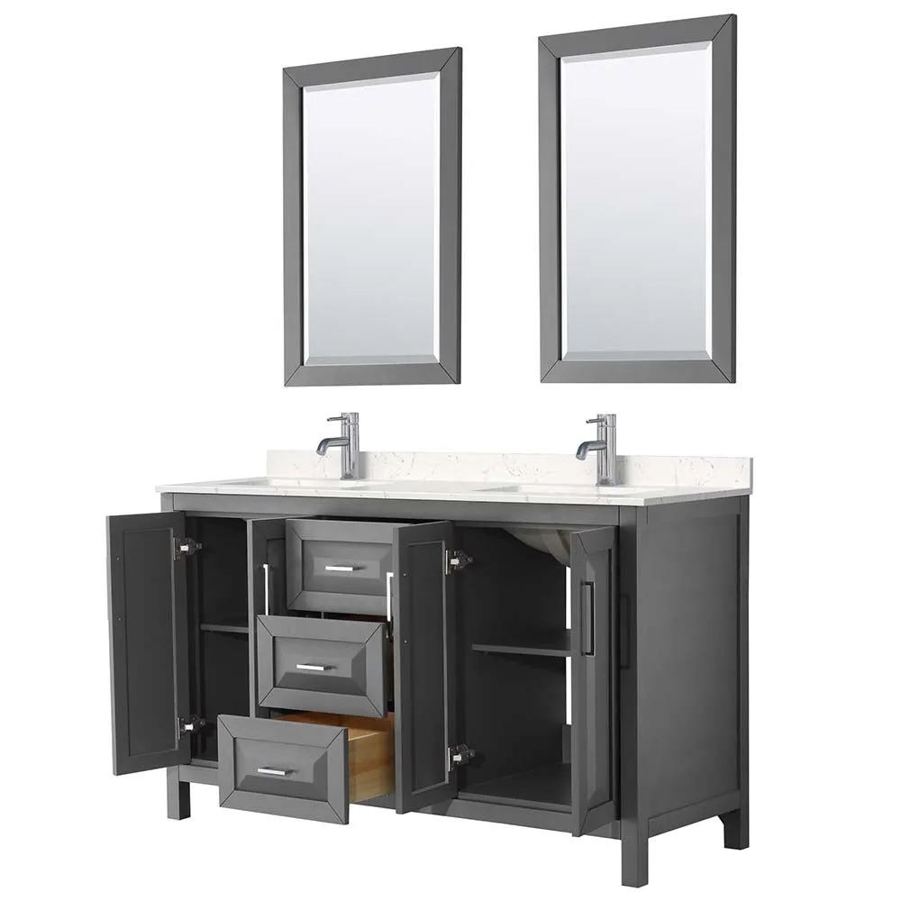 Daria 60 Inch Double Bathroom Vanity in Dark Gray