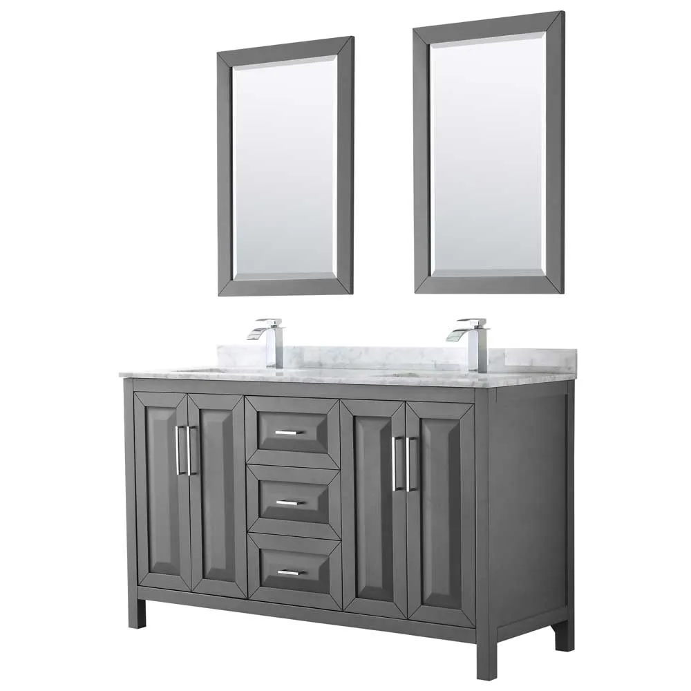 Daria 60 Inch Double Bathroom Vanity in Dark Gray