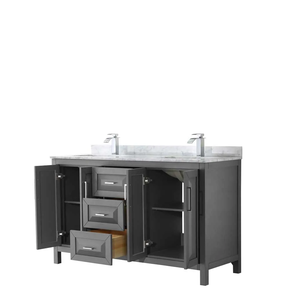 Daria 60 Inch Double Bathroom Vanity in Dark Gray