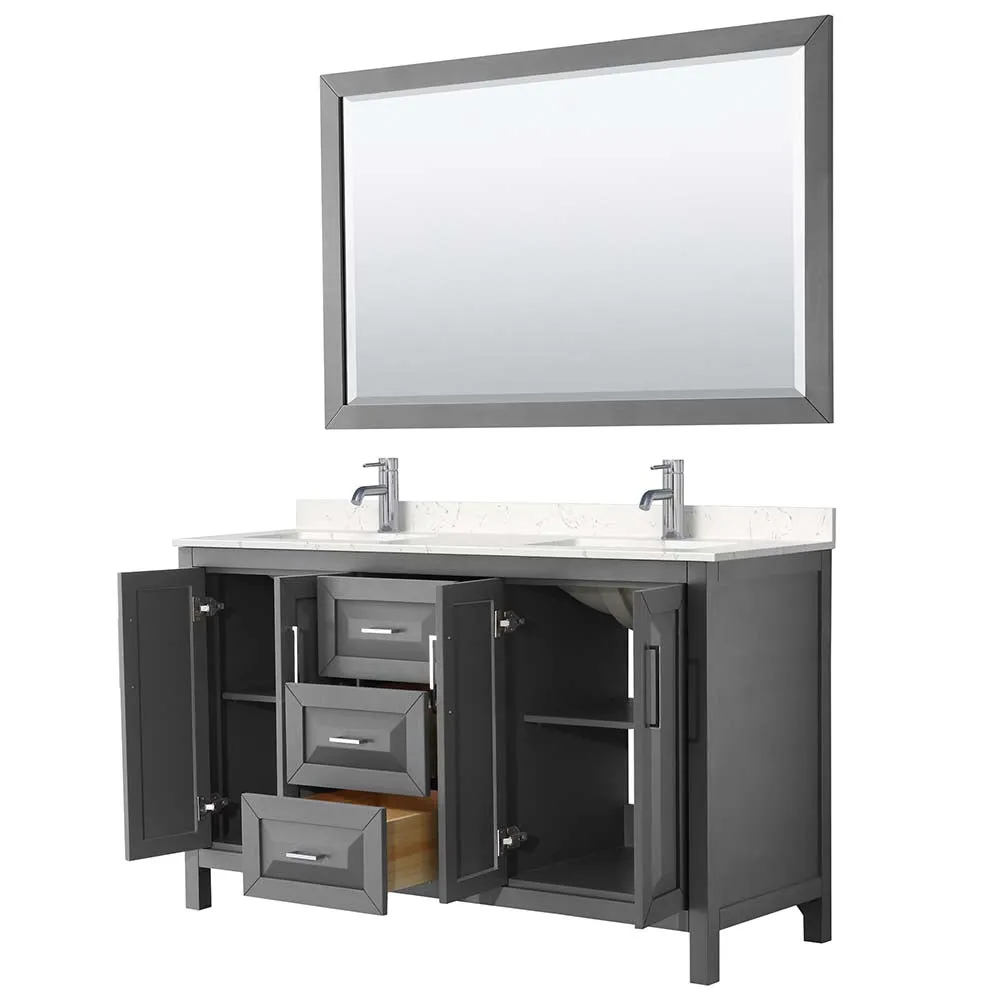Daria 60 Inch Double Bathroom Vanity in Dark Gray