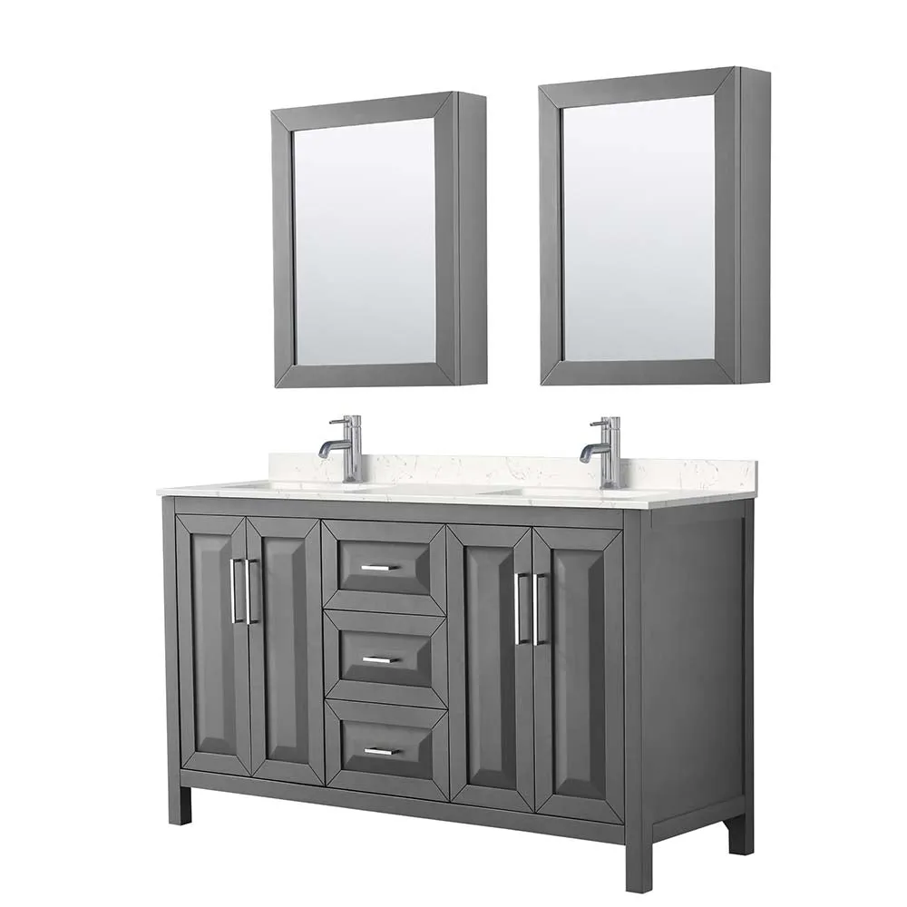 Daria 60 Inch Double Bathroom Vanity in Dark Gray