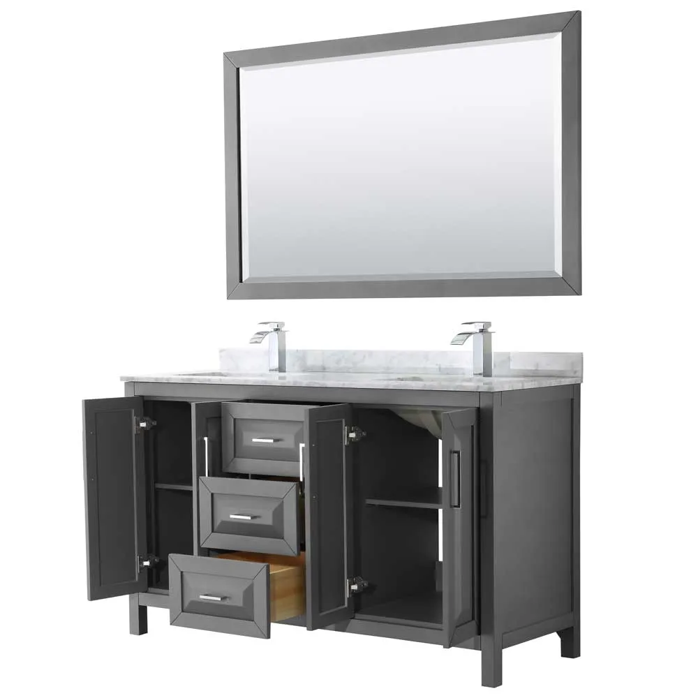 Daria 60 Inch Double Bathroom Vanity in Dark Gray