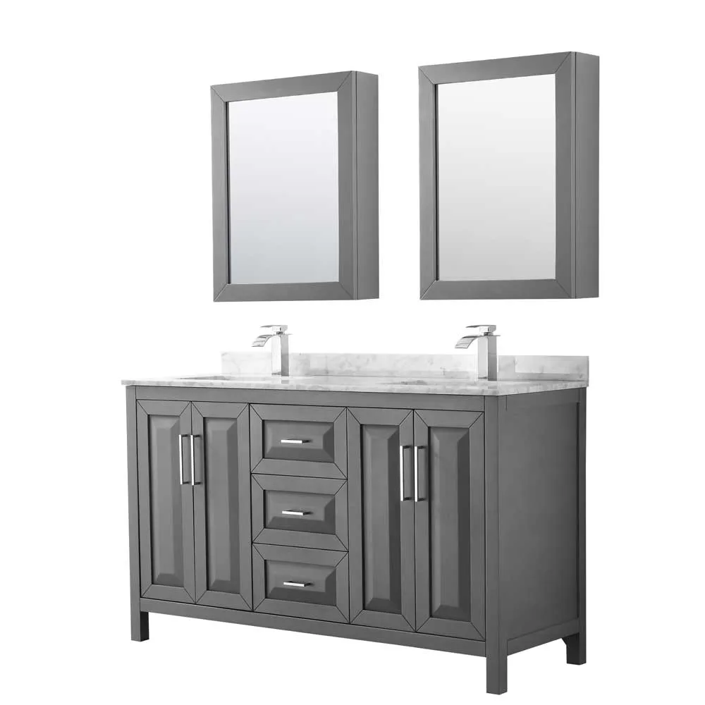 Daria 60 Inch Double Bathroom Vanity in Dark Gray