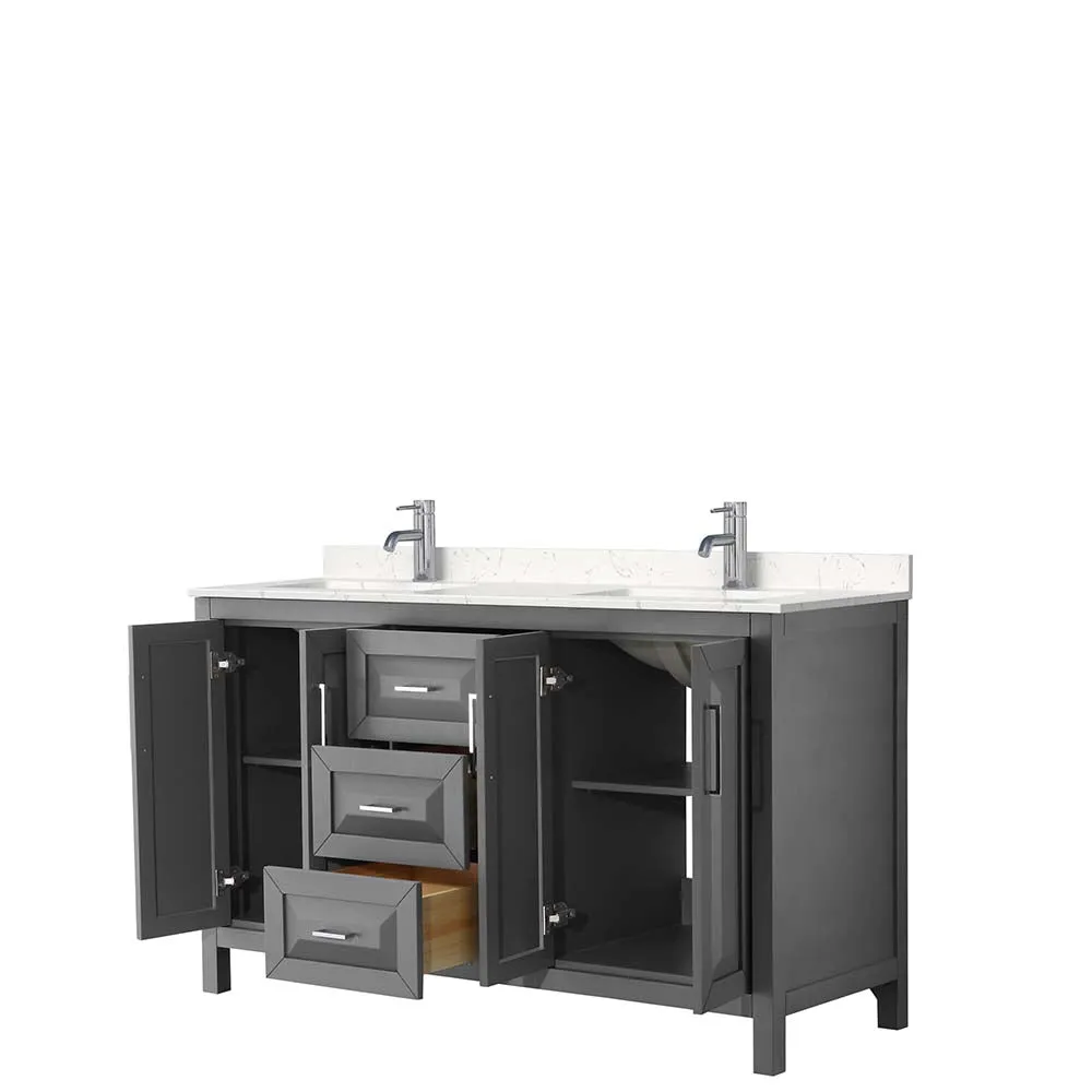 Daria 60 Inch Double Bathroom Vanity in Dark Gray