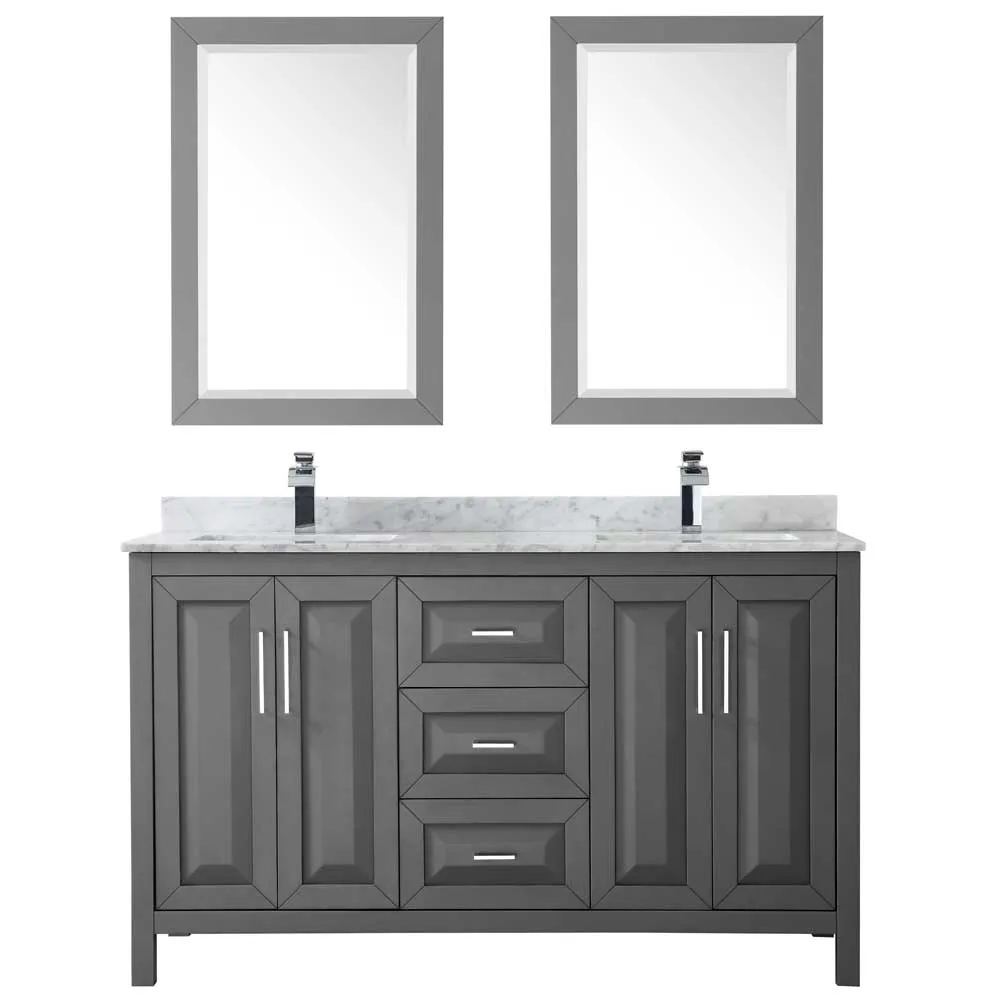 Daria 60 Inch Double Bathroom Vanity in Dark Gray