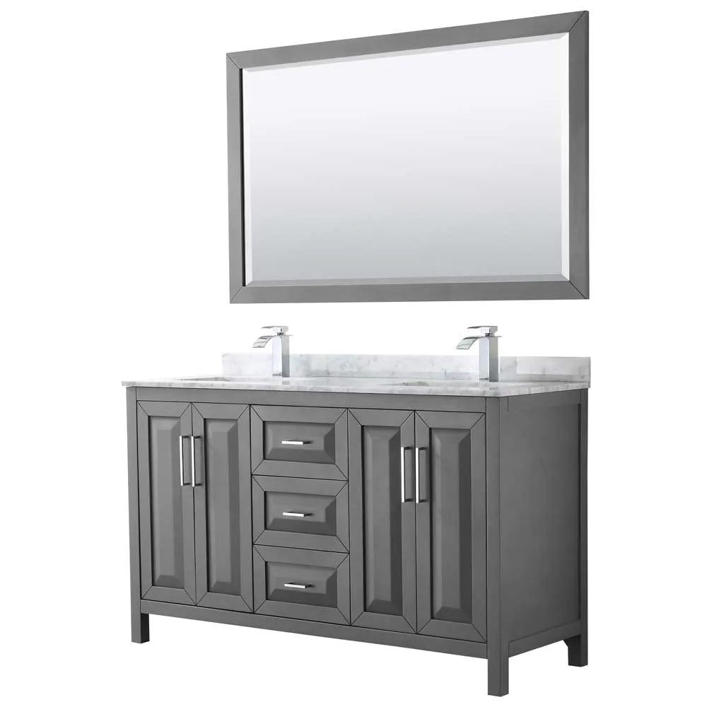 Daria 60 Inch Double Bathroom Vanity in Dark Gray