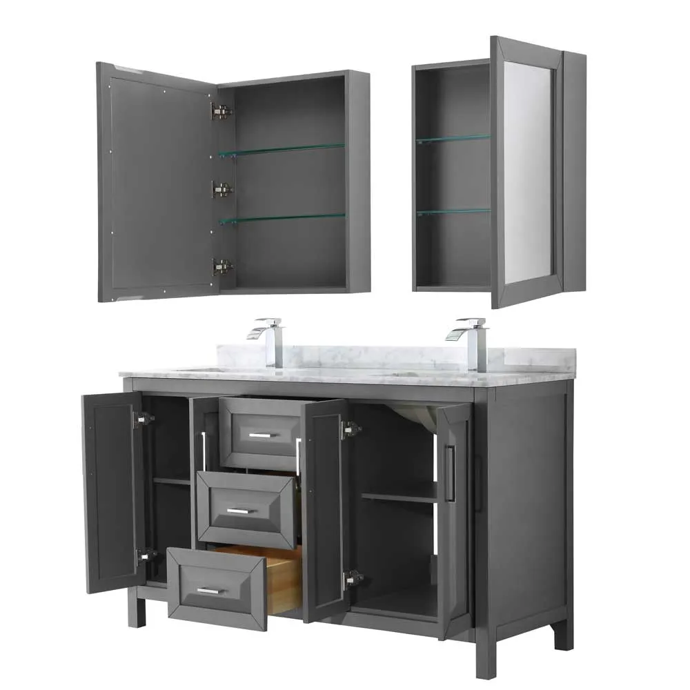 Daria 60 Inch Double Bathroom Vanity in Dark Gray
