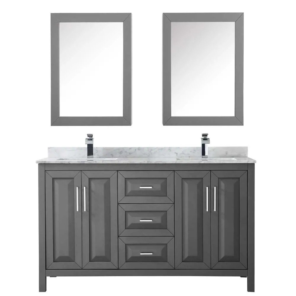 Daria 60 Inch Double Bathroom Vanity in Dark Gray