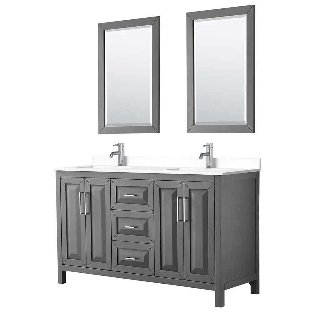 Daria 60 Inch Double Bathroom Vanity in Dark Gray