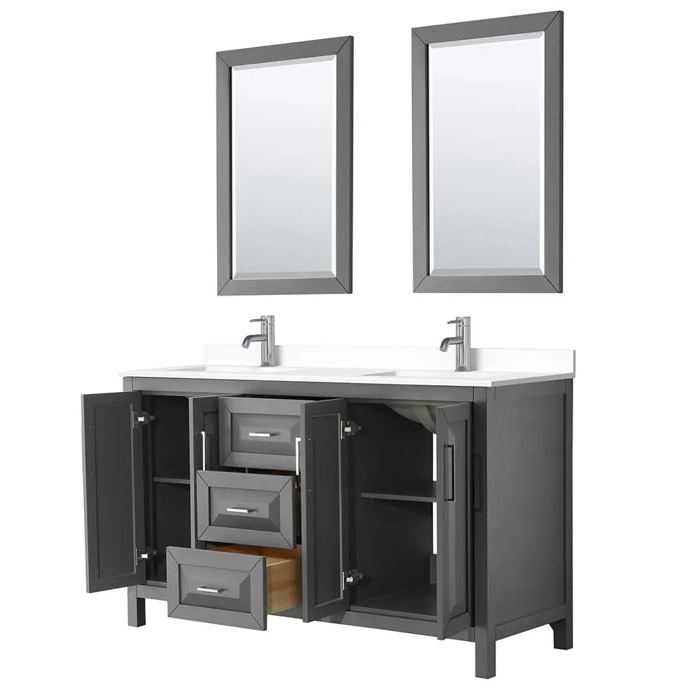 Daria 60 Inch Double Bathroom Vanity in Dark Gray