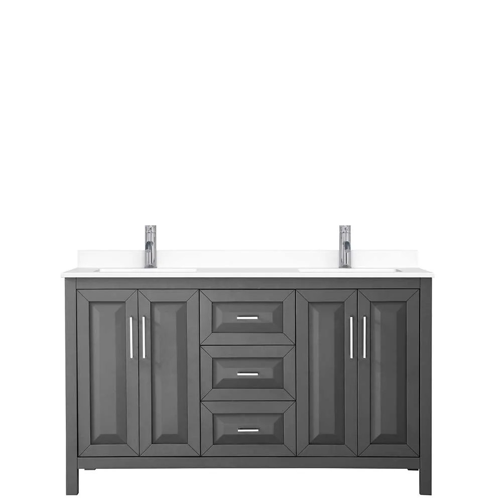Daria 60 Inch Double Bathroom Vanity in Dark Gray