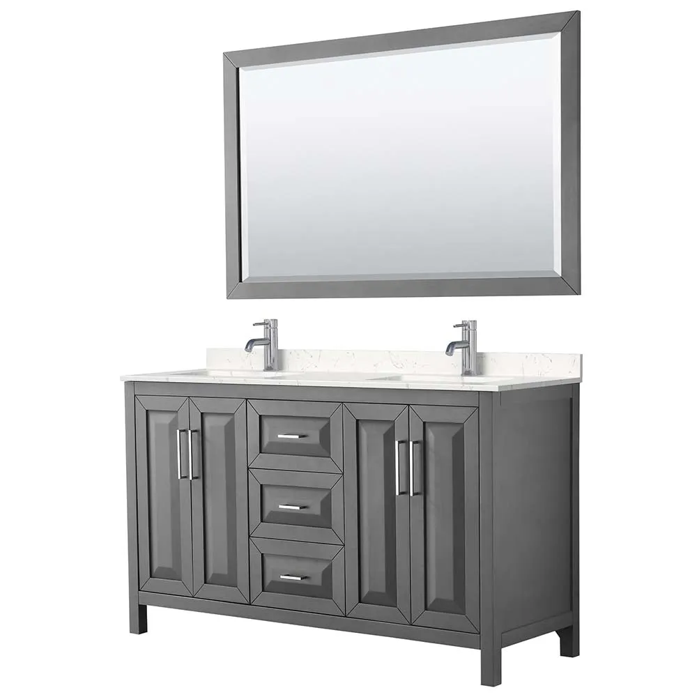 Daria 60 Inch Double Bathroom Vanity in Dark Gray