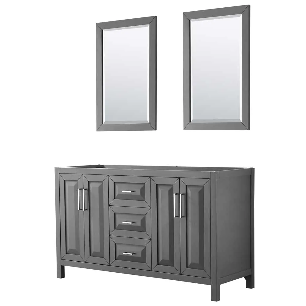 Daria 60 Inch Double Bathroom Vanity in Dark Gray