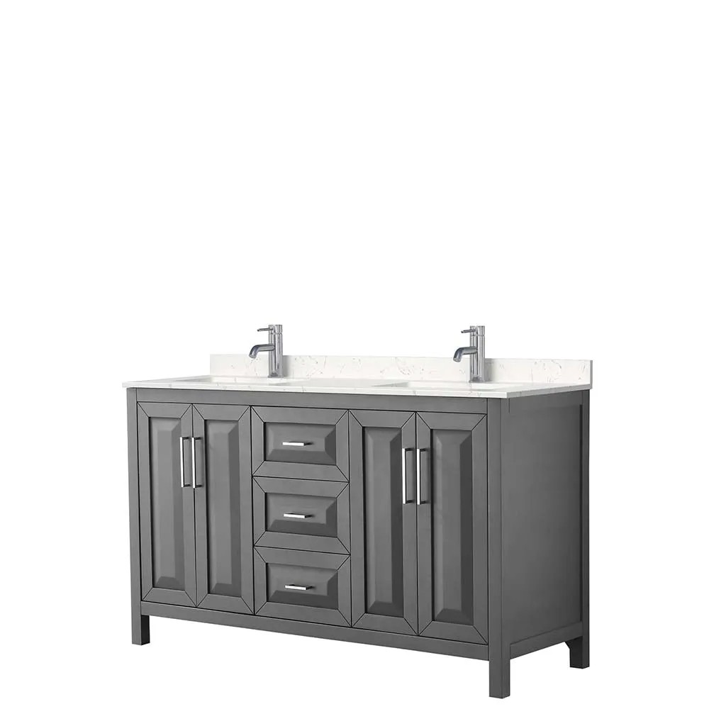 Daria 60 Inch Double Bathroom Vanity in Dark Gray