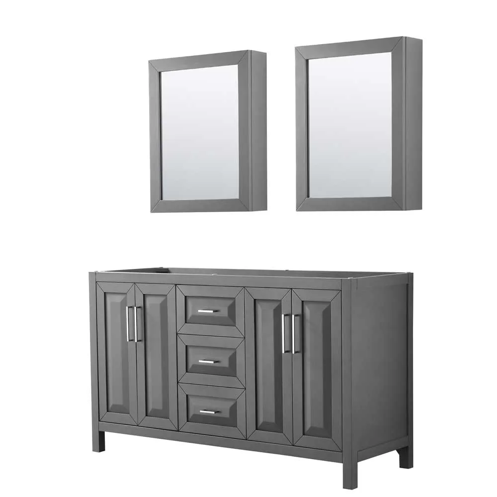 Daria 60 Inch Double Bathroom Vanity in Dark Gray