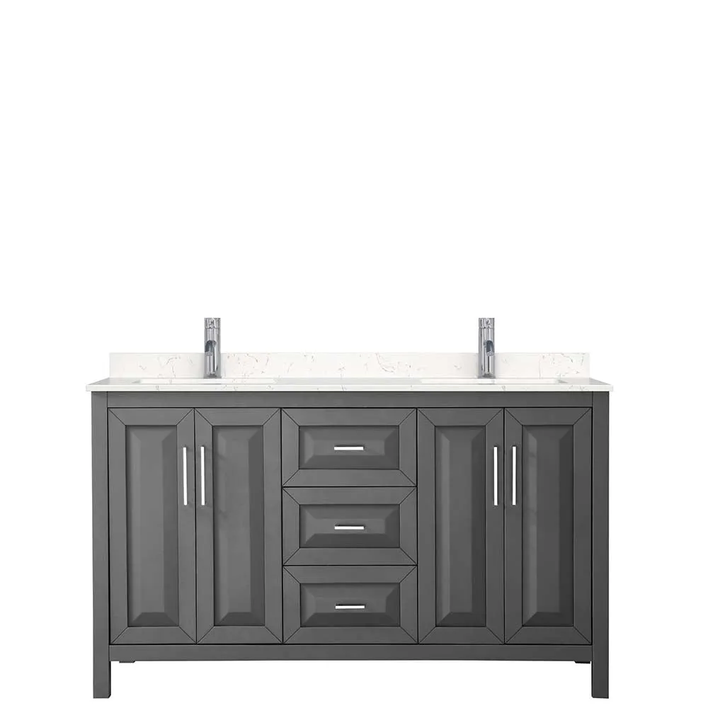 Daria 60 Inch Double Bathroom Vanity in Dark Gray