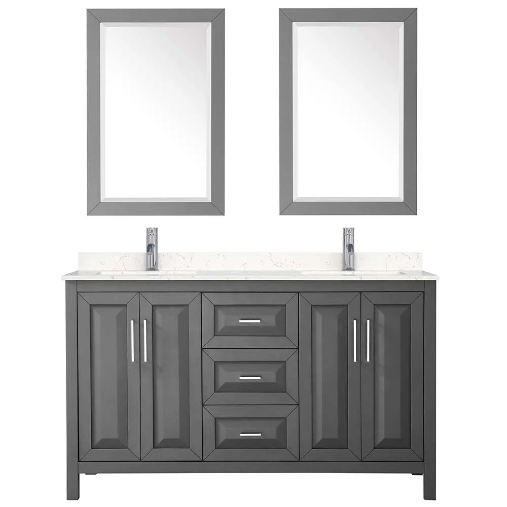 Daria 60 Inch Double Bathroom Vanity in Dark Gray