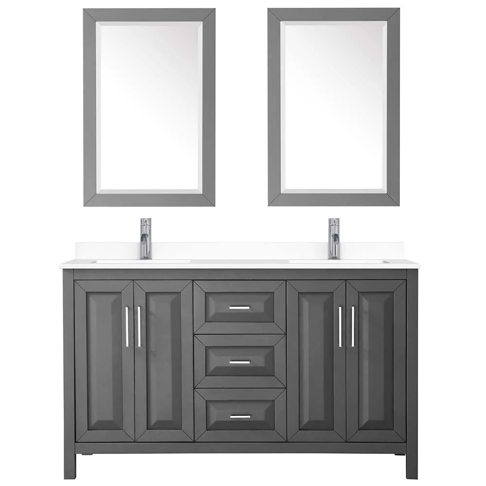 Daria 60 Inch Double Bathroom Vanity in Dark Gray