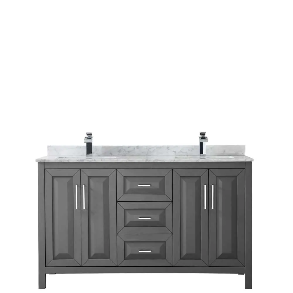 Daria 60 Inch Double Bathroom Vanity in Dark Gray