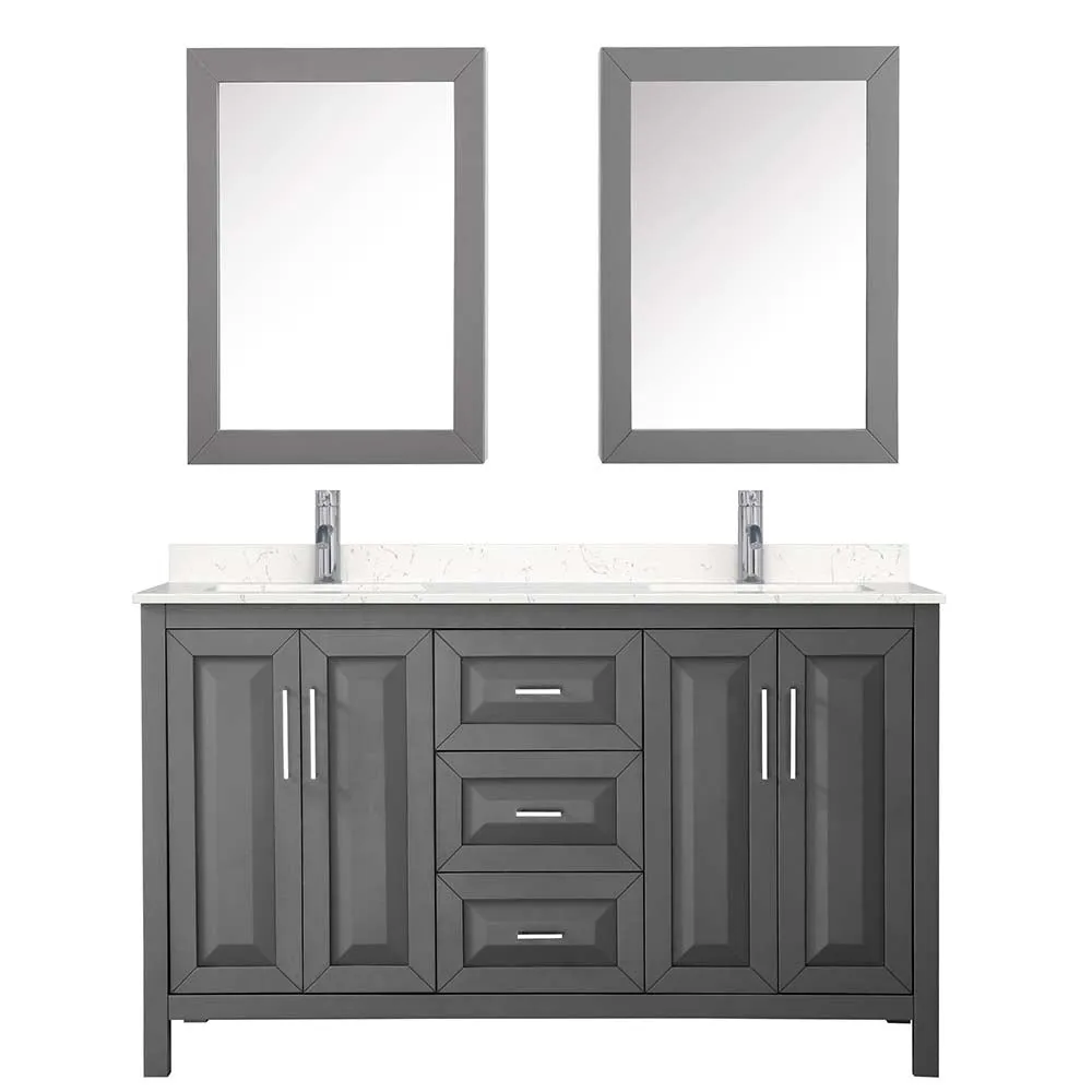 Daria 60 Inch Double Bathroom Vanity in Dark Gray