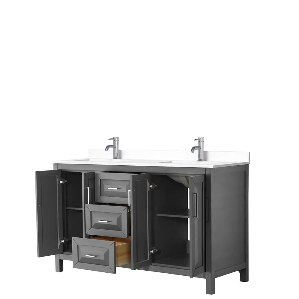 Daria 60 Inch Double Bathroom Vanity in Dark Gray