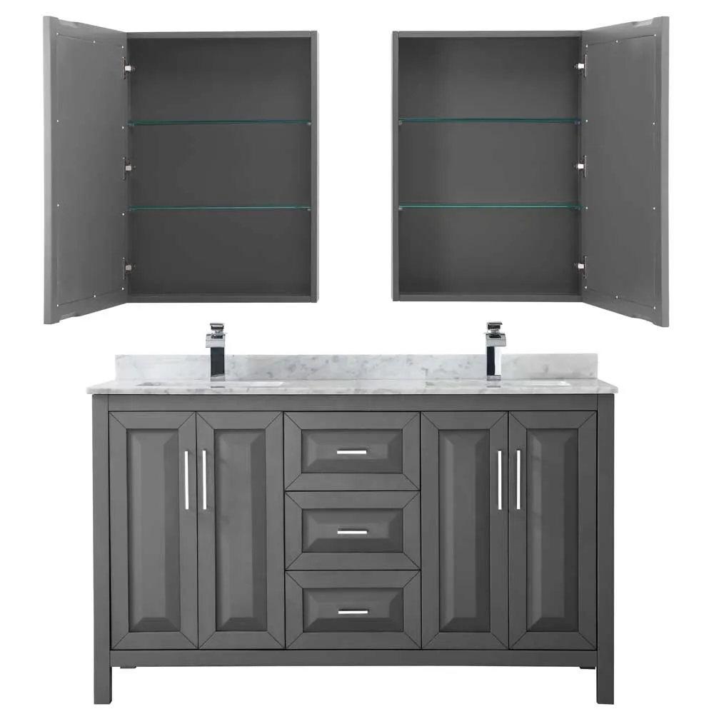 Daria 60 Inch Double Bathroom Vanity in Dark Gray