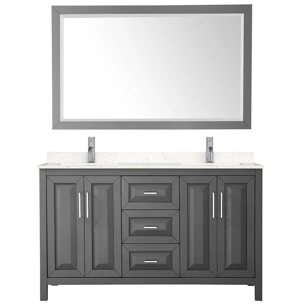 Daria 60 Inch Double Bathroom Vanity in Dark Gray