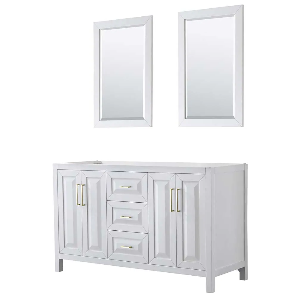 Daria 60 Inch Double Bathroom Vanity in White - Brushed Gold Trim