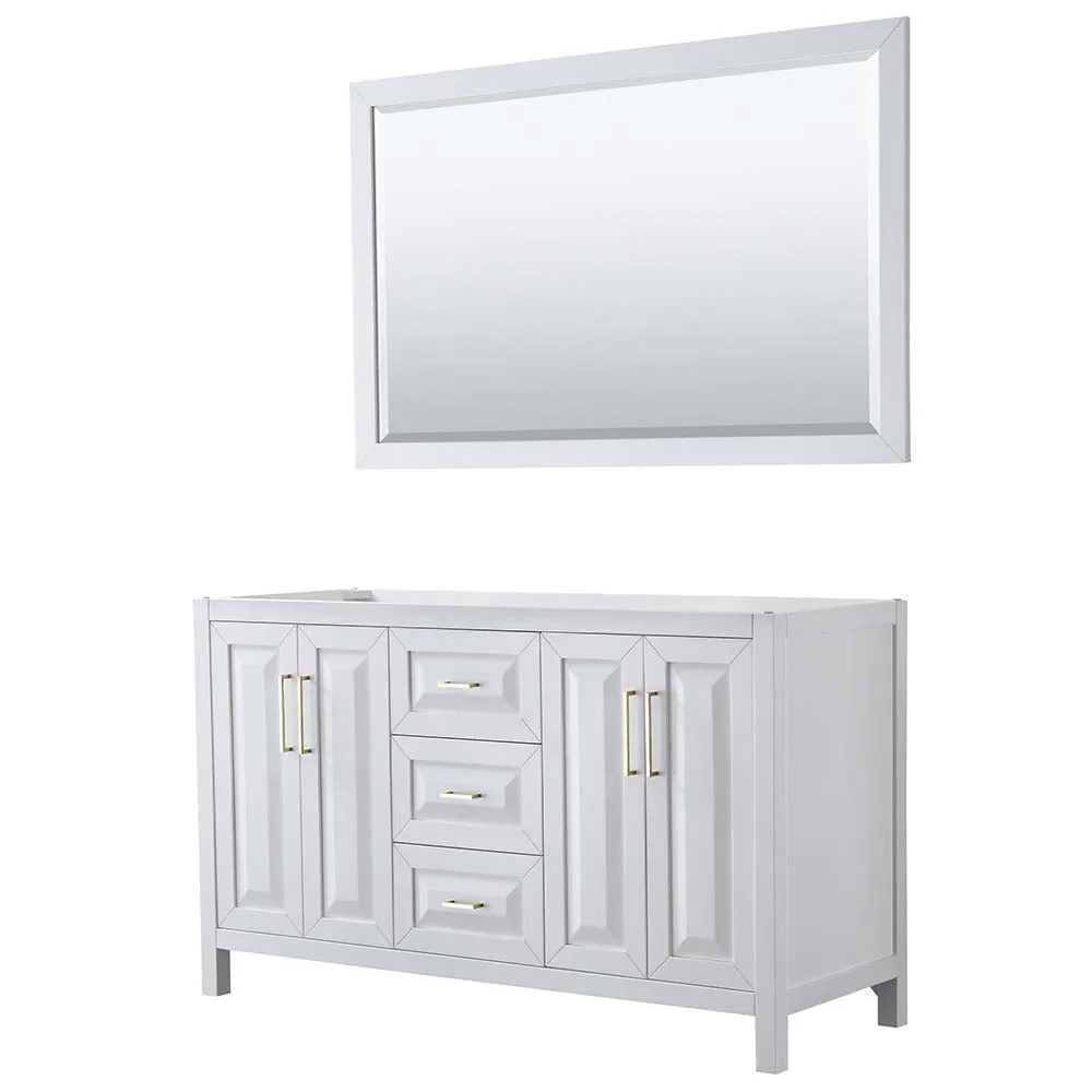 Daria 60 Inch Double Bathroom Vanity in White - Brushed Gold Trim