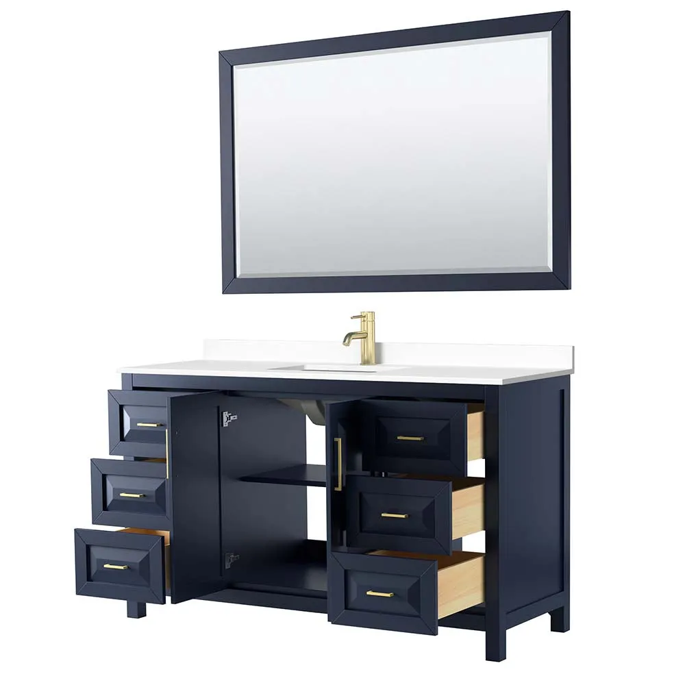 Daria 60 Inch Single Bathroom Vanity in Dark Blue