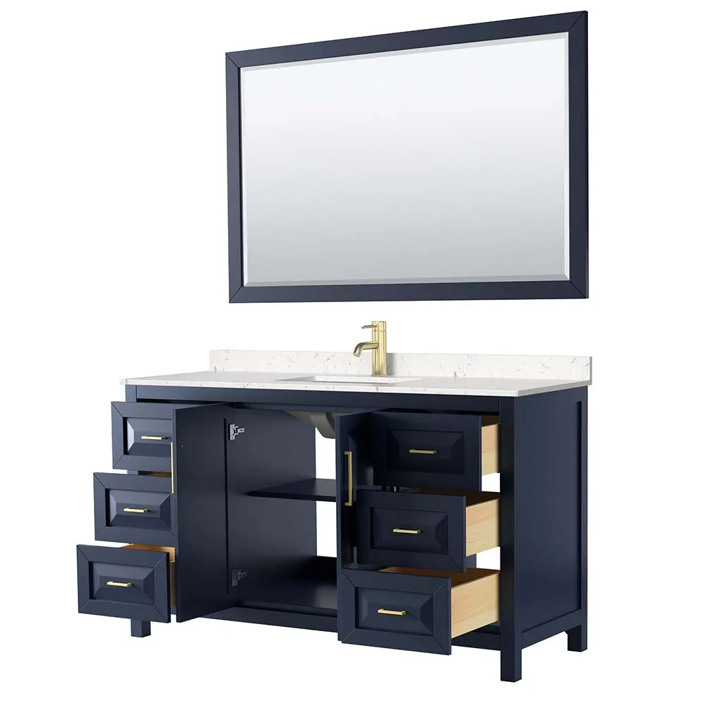 Daria 60 Inch Single Bathroom Vanity in Dark Blue