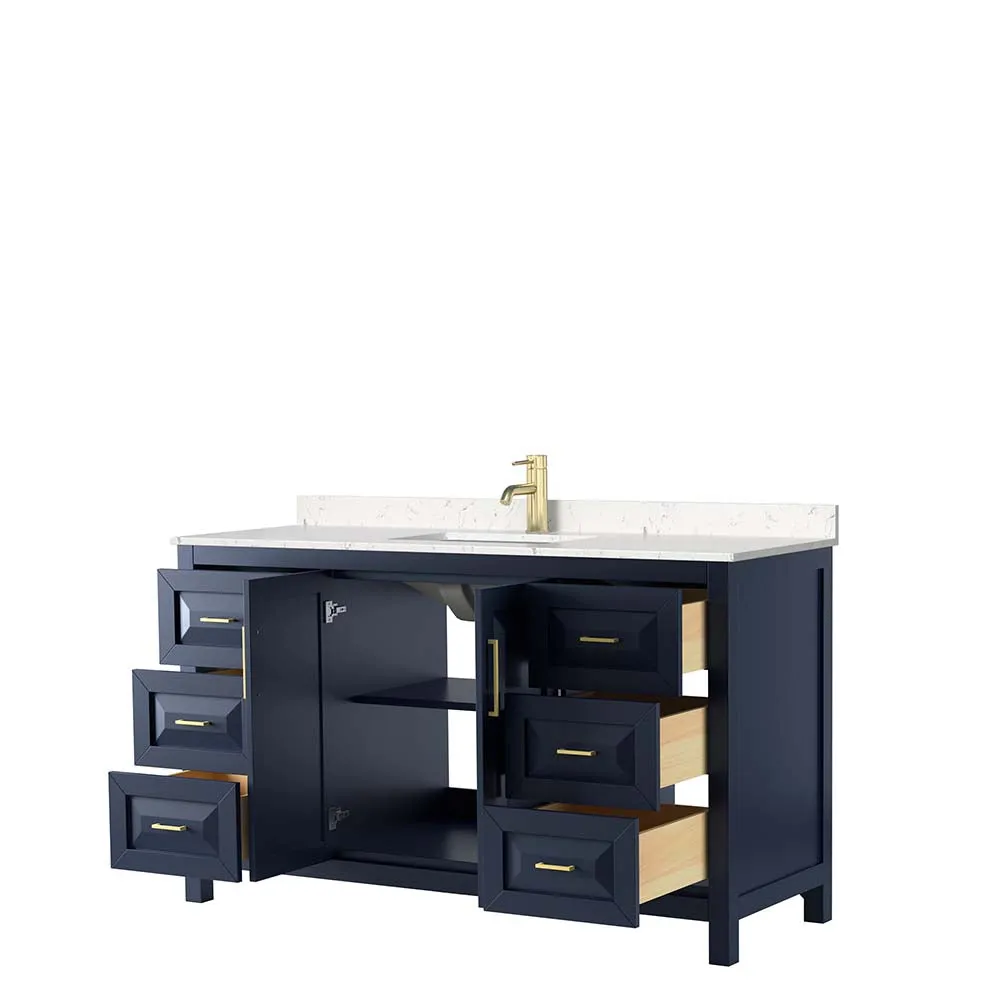 Daria 60 Inch Single Bathroom Vanity in Dark Blue