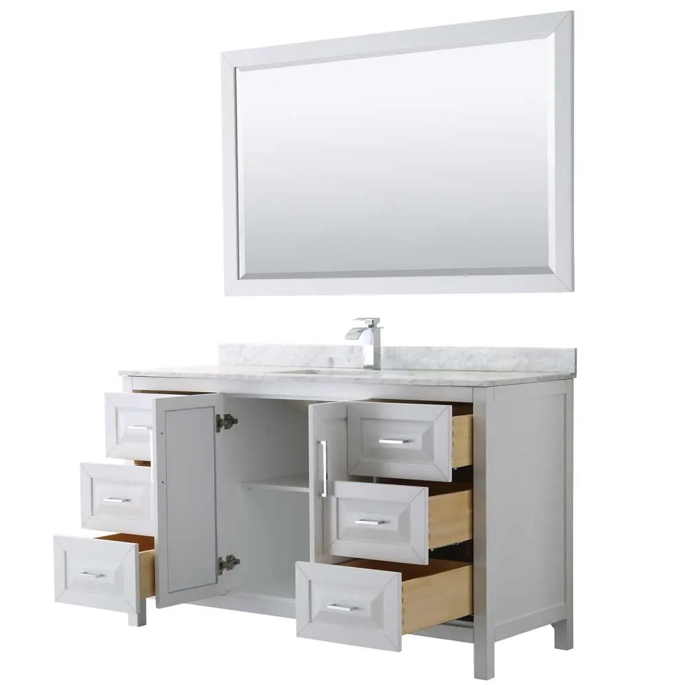 Daria 60 Inch Single Bathroom Vanity in White - Polished Chrome Trim