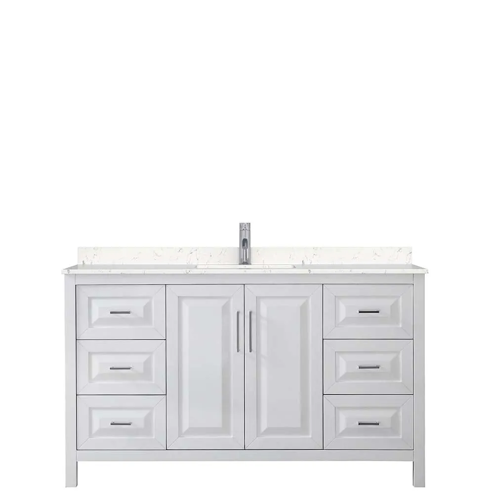 Daria 60 Inch Single Bathroom Vanity in White - Polished Chrome Trim