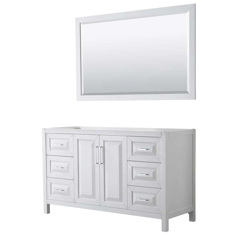 Daria 60 Inch Single Bathroom Vanity in White - Polished Chrome Trim
