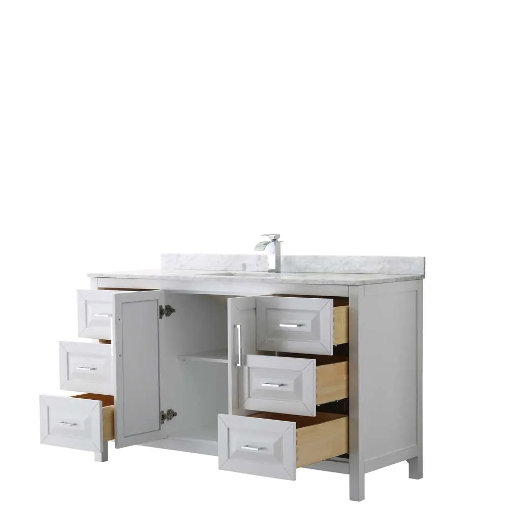 Daria 60 Inch Single Bathroom Vanity in White - Polished Chrome Trim