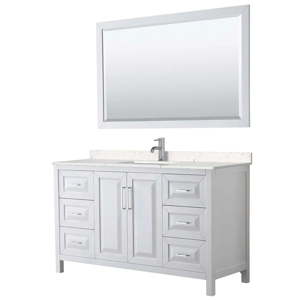 Daria 60 Inch Single Bathroom Vanity in White - Polished Chrome Trim