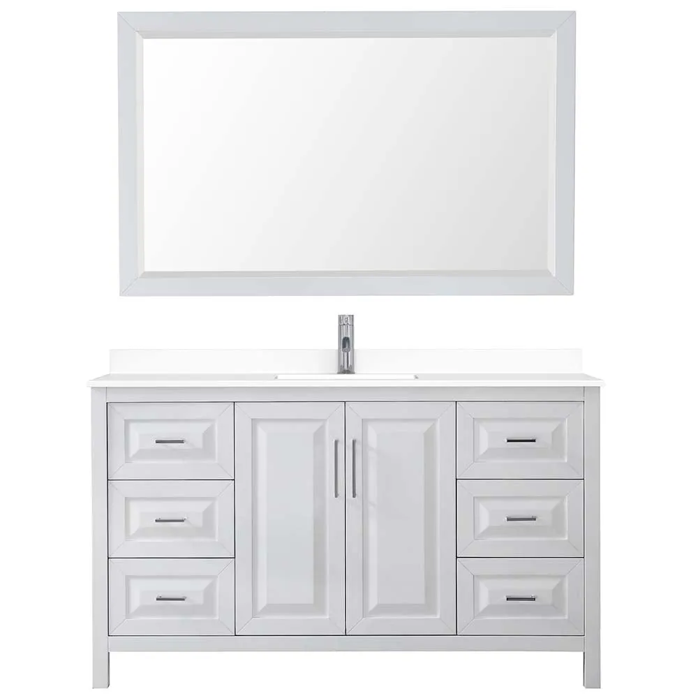 Daria 60 Inch Single Bathroom Vanity in White - Polished Chrome Trim