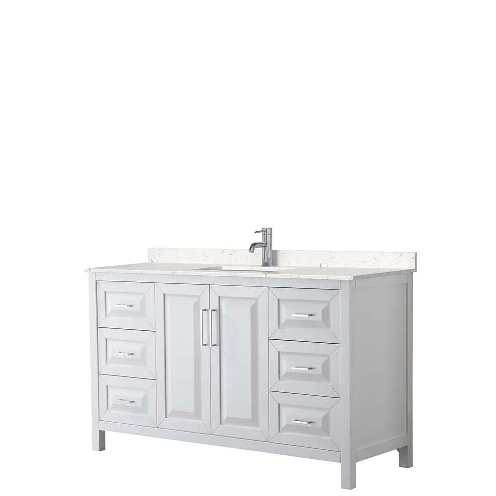 Daria 60 Inch Single Bathroom Vanity in White - Polished Chrome Trim
