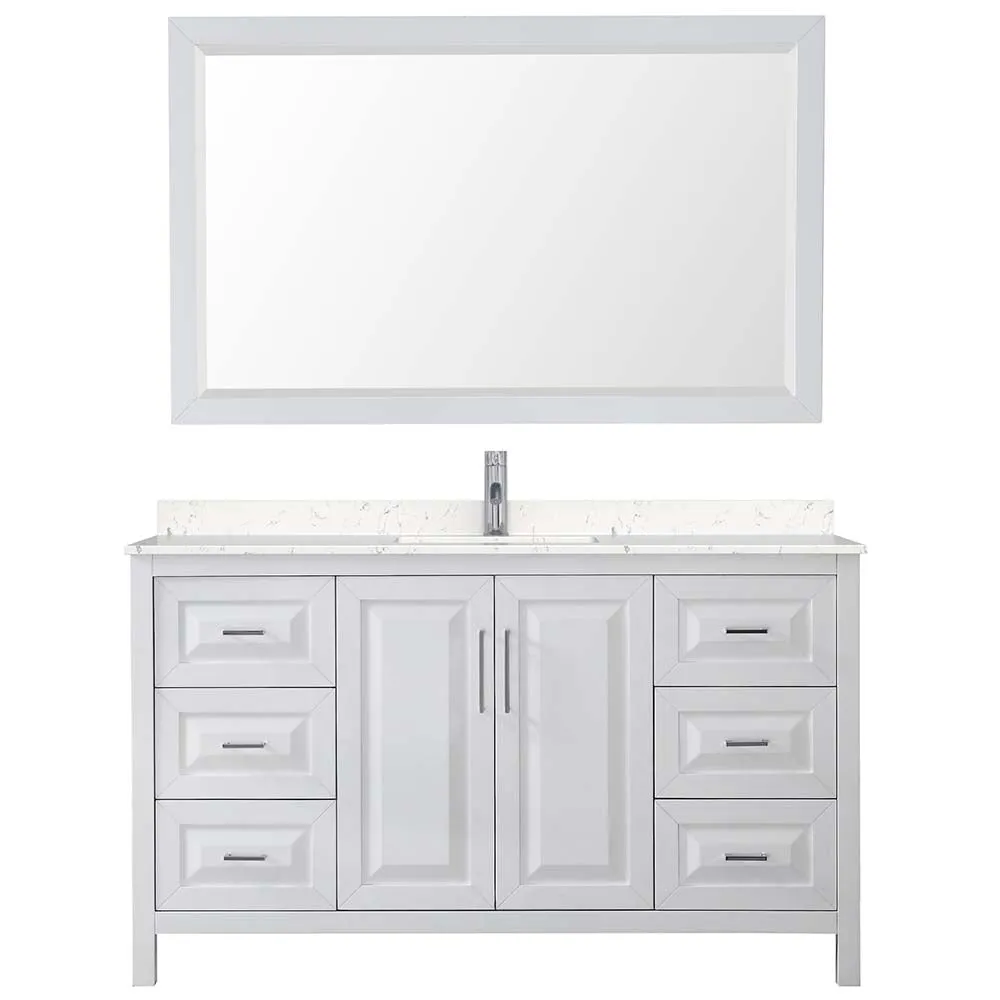 Daria 60 Inch Single Bathroom Vanity in White - Polished Chrome Trim