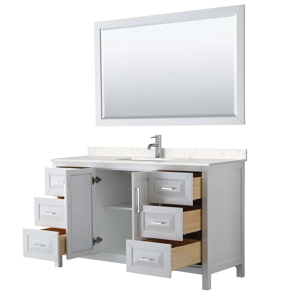 Daria 60 Inch Single Bathroom Vanity in White - Polished Chrome Trim