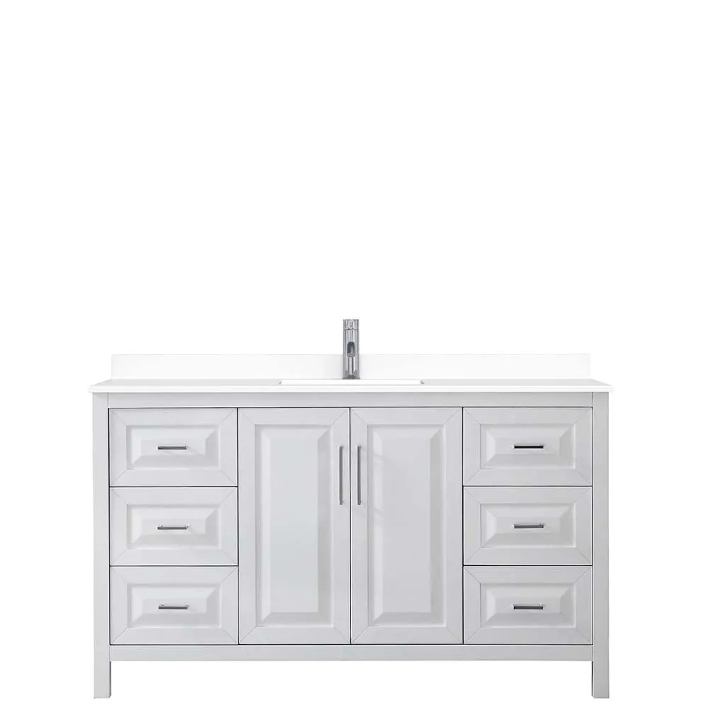 Daria 60 Inch Single Bathroom Vanity in White - Polished Chrome Trim