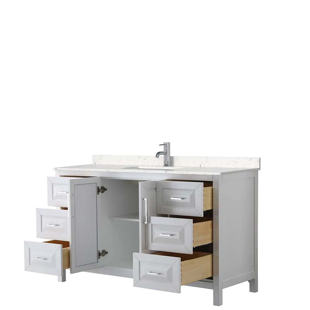 Daria 60 Inch Single Bathroom Vanity in White - Polished Chrome Trim