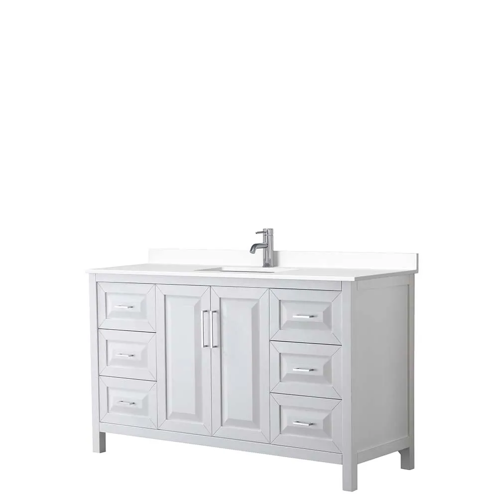Daria 60 Inch Single Bathroom Vanity in White - Polished Chrome Trim