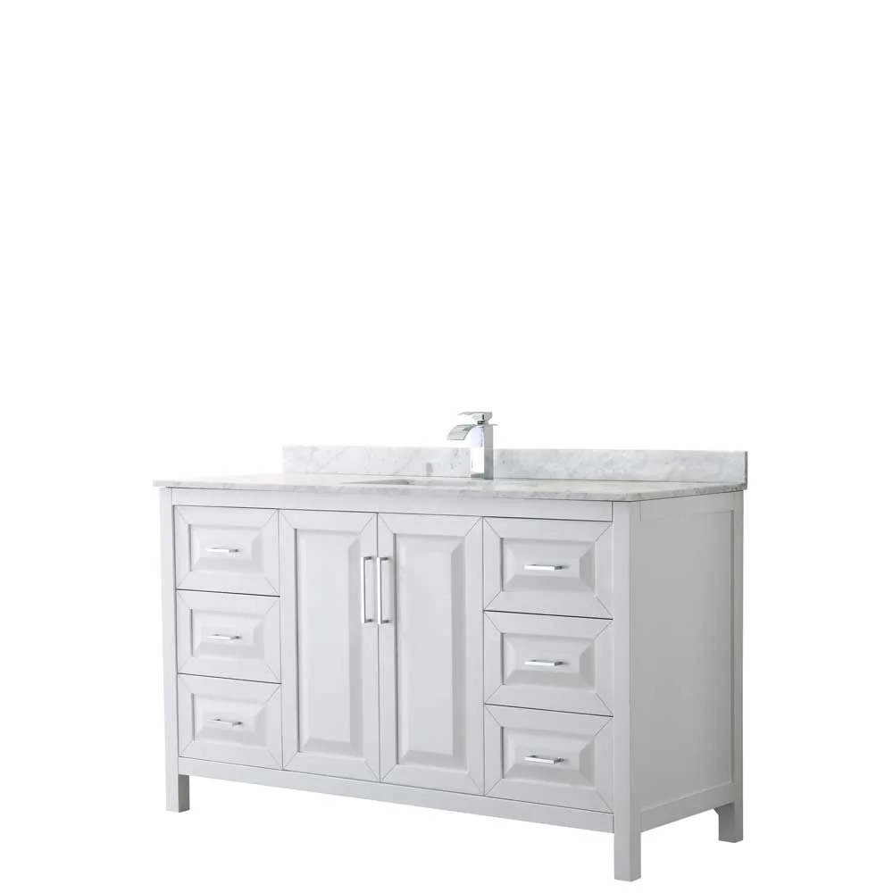 Daria 60 Inch Single Bathroom Vanity in White - Polished Chrome Trim
