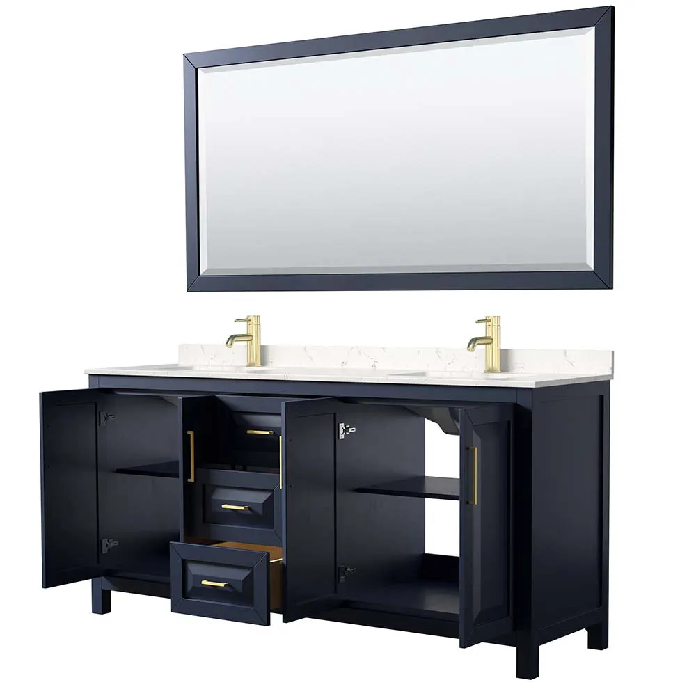 Daria 72 Inch Double Bathroom Vanity in Dark Blue