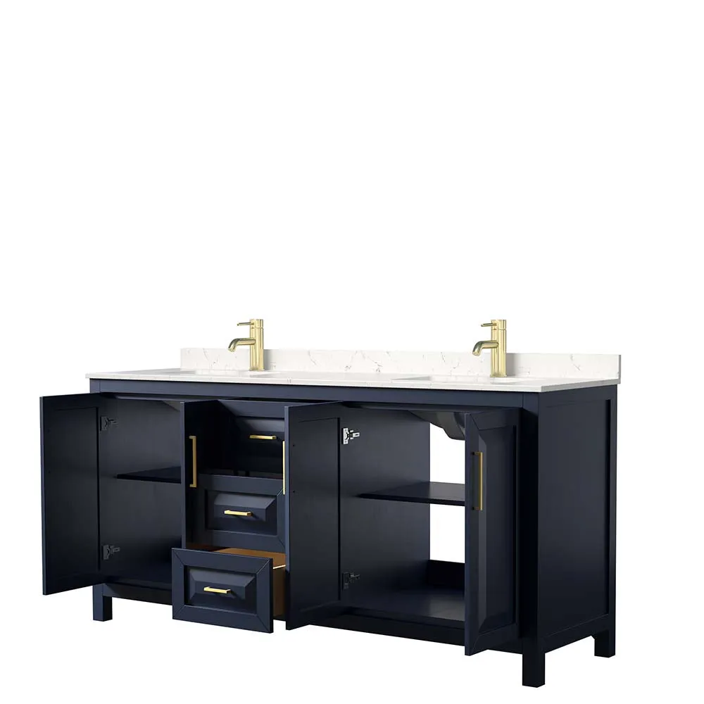 Daria 72 Inch Double Bathroom Vanity in Dark Blue
