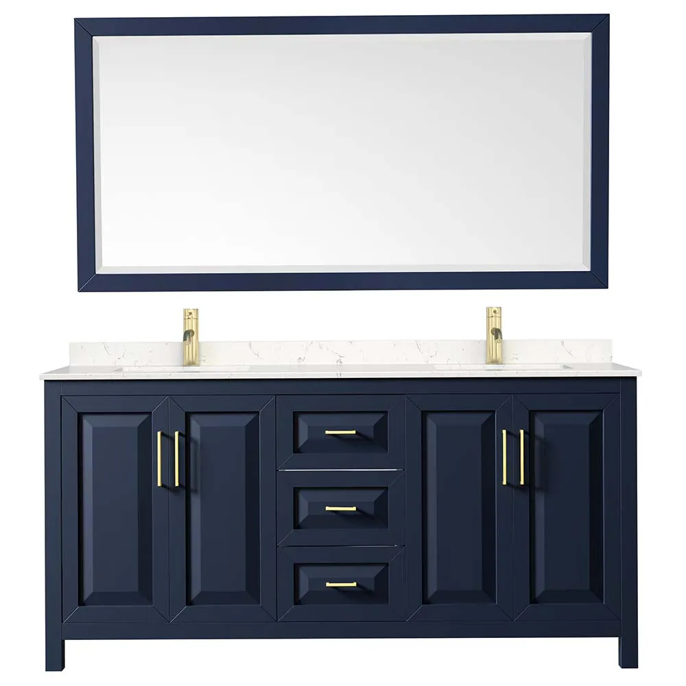 Daria 72 Inch Double Bathroom Vanity in Dark Blue