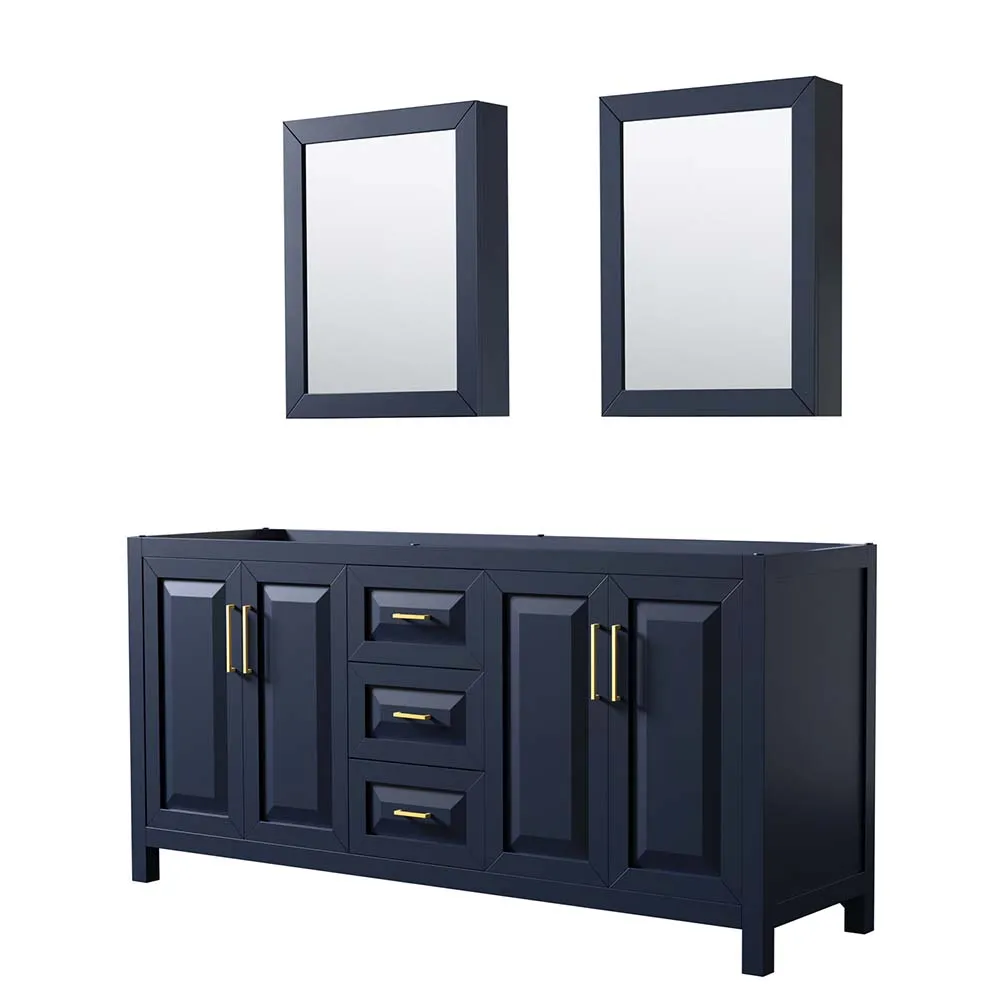 Daria 72 Inch Double Bathroom Vanity in Dark Blue