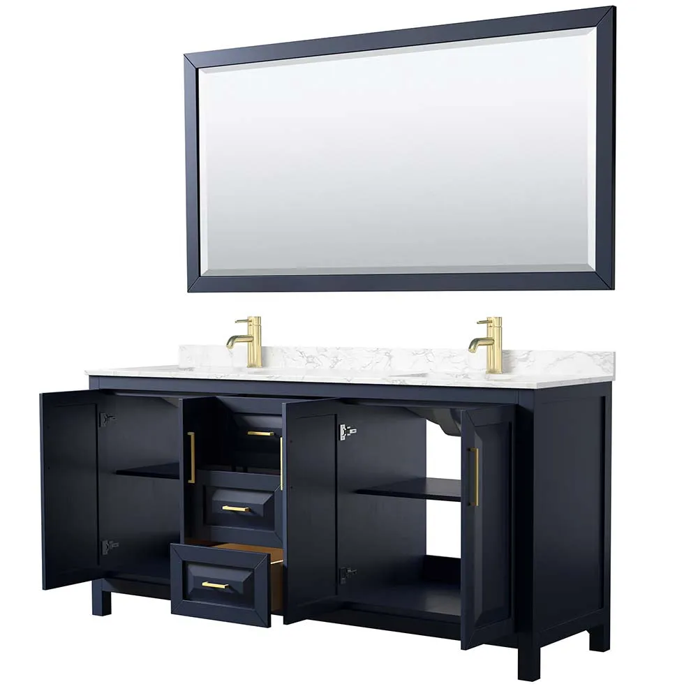 Daria 72 Inch Double Bathroom Vanity in Dark Blue